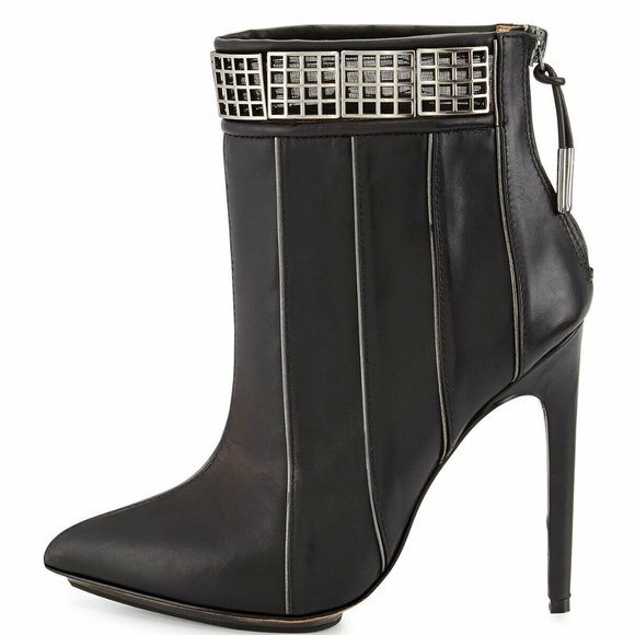 L.A.M.B. Troy Leather BLACK Ankle Boots - Picture 2 of 10